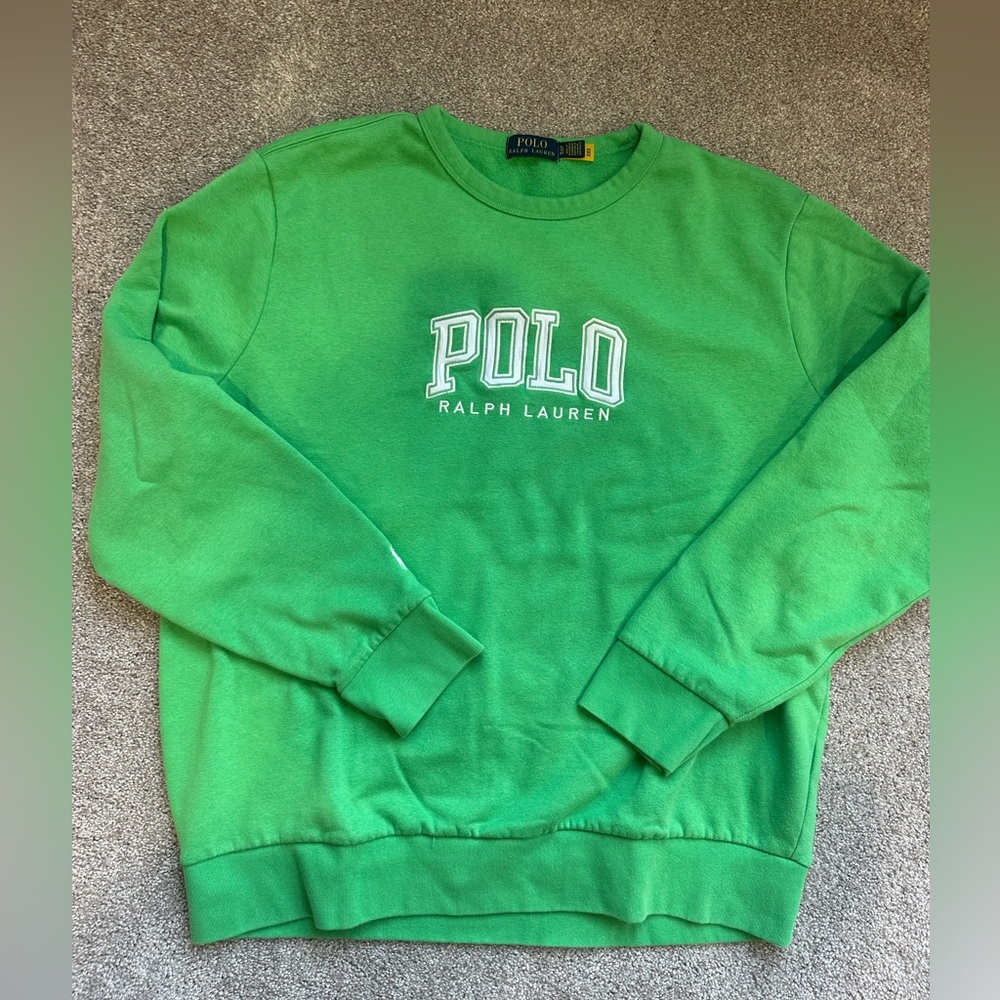 Men’s Polo by Ralph Lauren Vibrant Green Crewneck Sweater sweatshirt XL